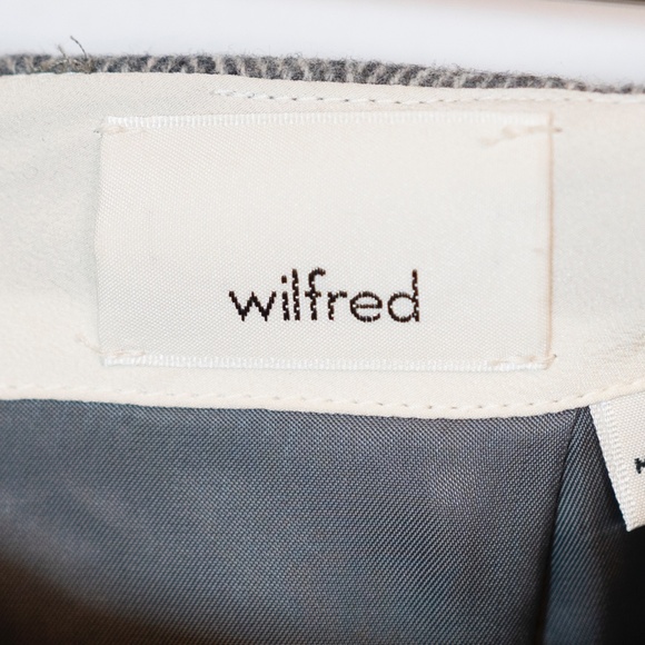 Wilfred Aritzia Wool Cashmere Front Twist Tie Front Mini Skirt Gray Herringbone - Picture 2 of 4